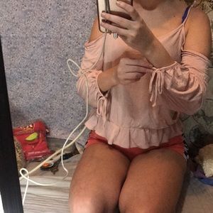 Pink off the shoulder long sleeve